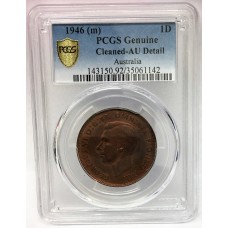 AUSTRALIA 1946 . ONE 1 PENNY . PCGS AU . VERY SCARCE